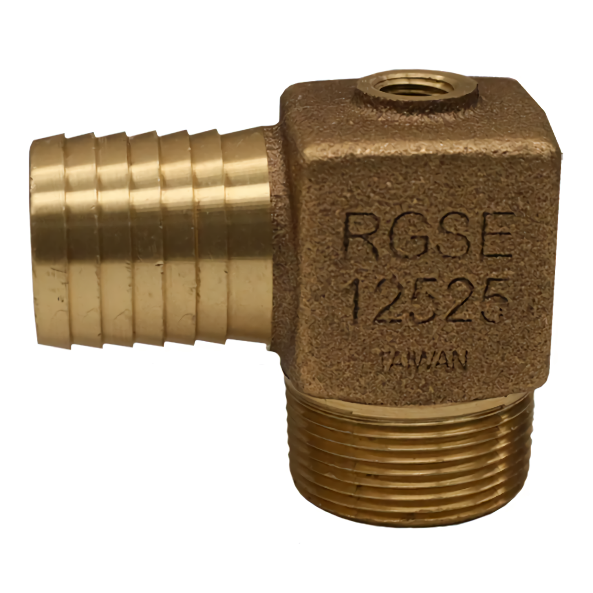 1-1/4" MPT x 1-1/4" Barb Brass Elbow w/ 1/4" Port
