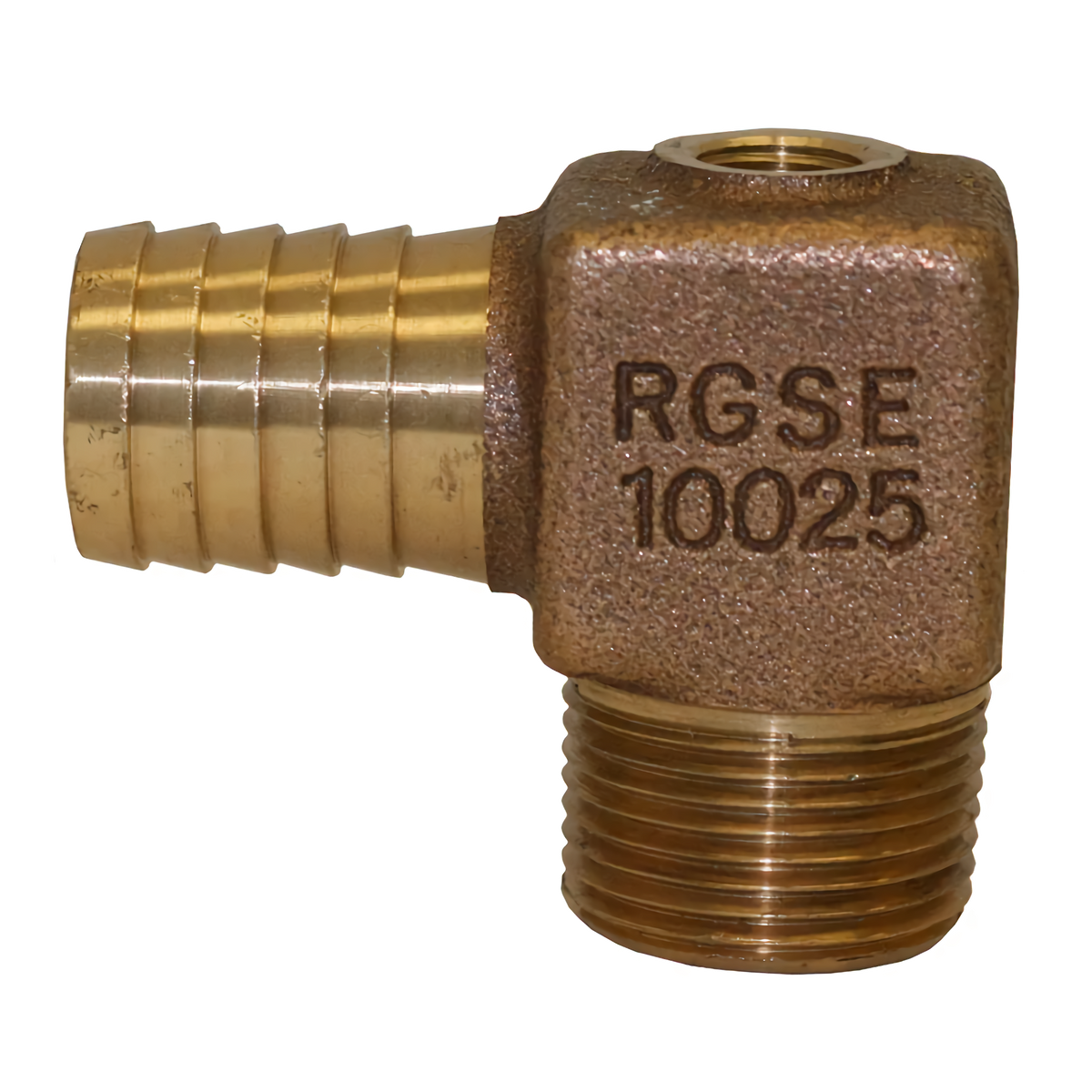 1" MPT x 1" Barb Brass Elbow w/ 1/4" Port