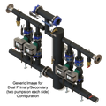 10-185 gpm Dual Prim/Sec Variable Speed GX Flow Center with (4) WILO MAXO 3x3-52, a 8" Canister and 4" FLN Inlet & 4" FLN Outlet