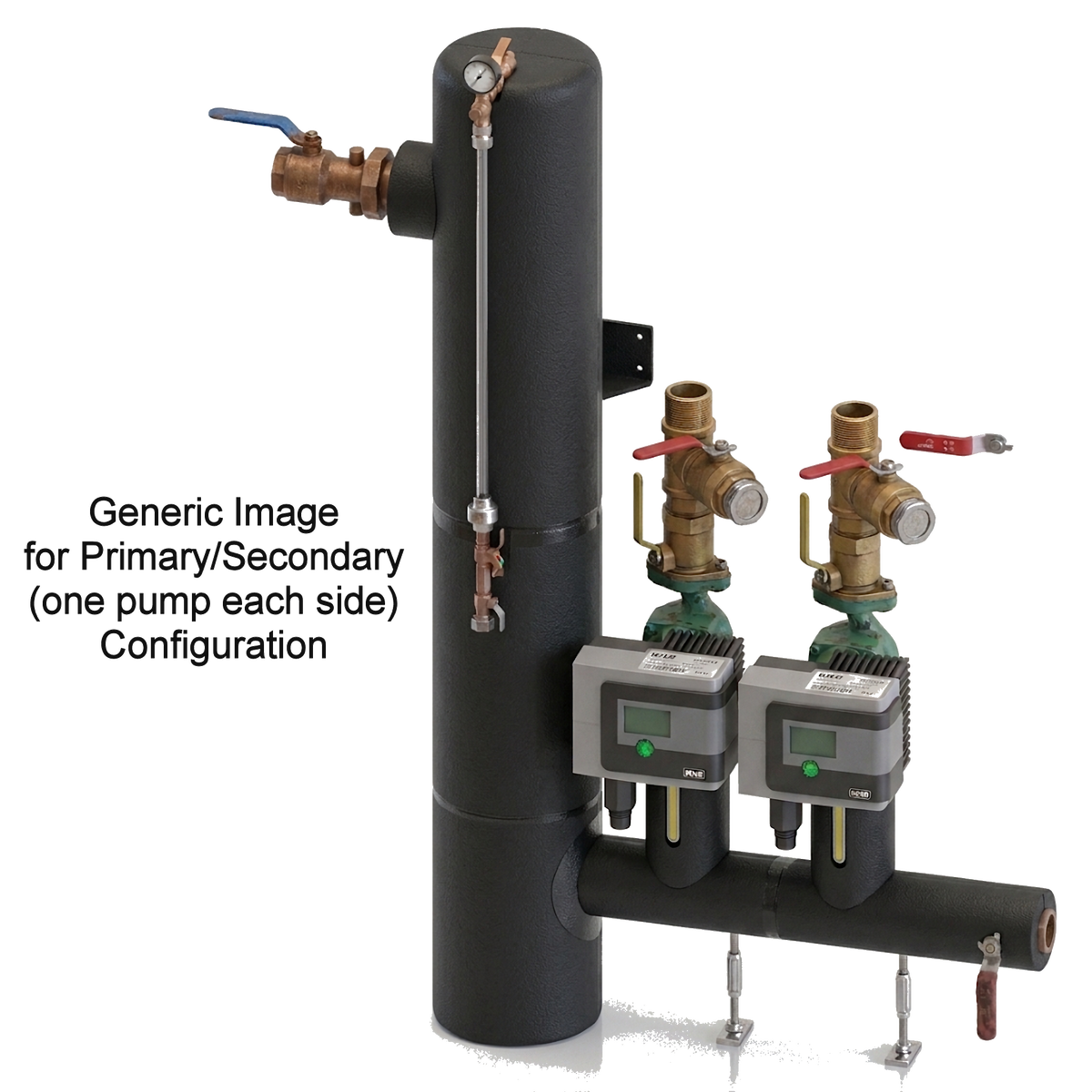 5-92 gpm Primary/Secondary Variable Speed GX Flow Center with a WILO MAXO 2x3-50, a 8" Canister and 3" FLN Inlet & 2" FPT Outlet