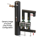 5-95 gpm Dual Variable Speed GX Flow Center with (2) WILO MAXO 2x3-35, a 8" Canister and 3" FLN Inlet & 3" FLN Outlet