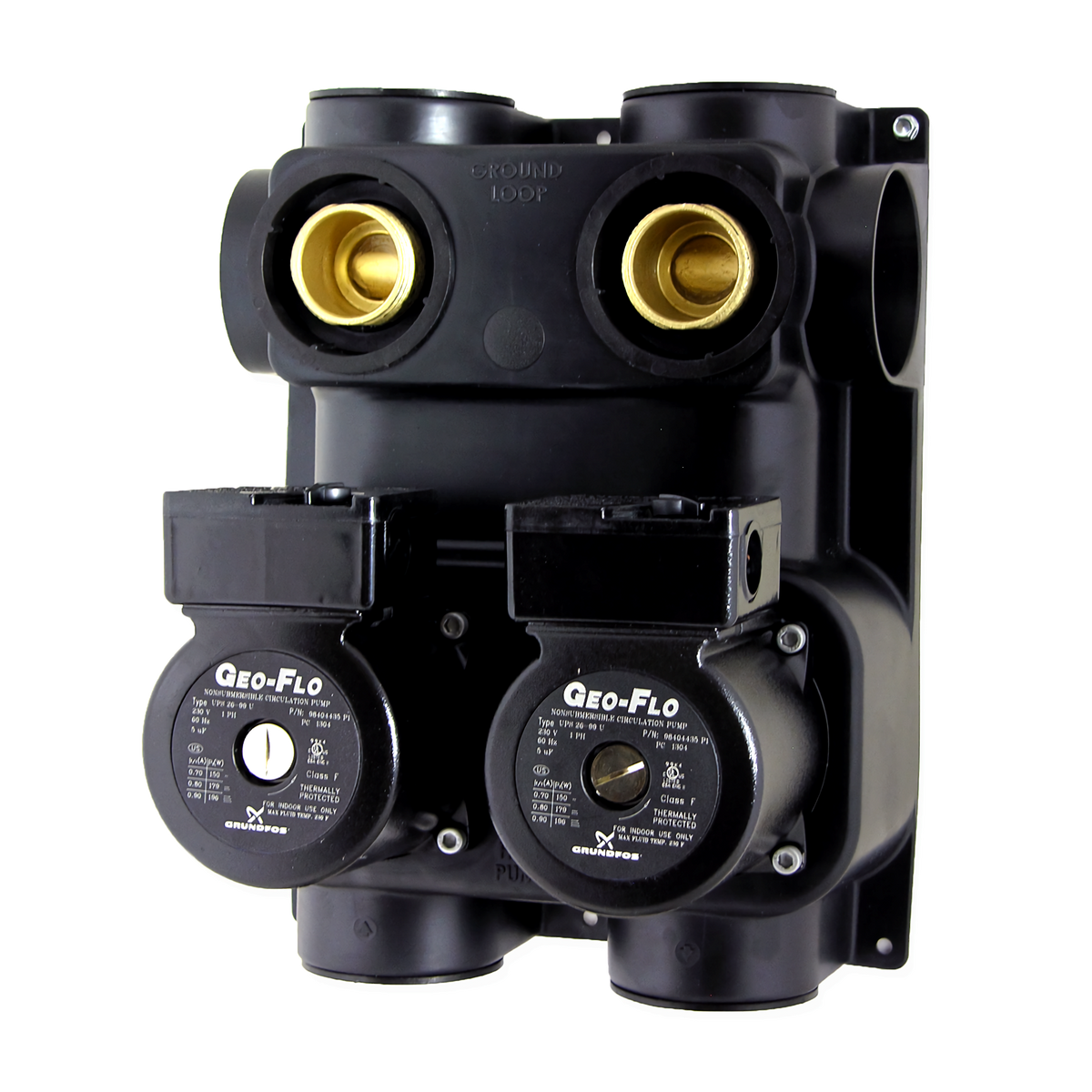 Double Pump PRESSURIZED-Grundfos UP26-99/230V, 3-way valves, flush port, Flo-Link connection (Double "O" Ring)