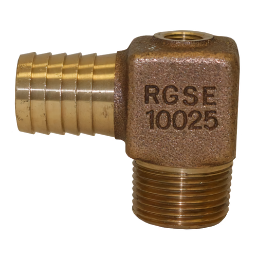 1" MPT x 1" Barb Brass Elbow w/ 1/4" Port