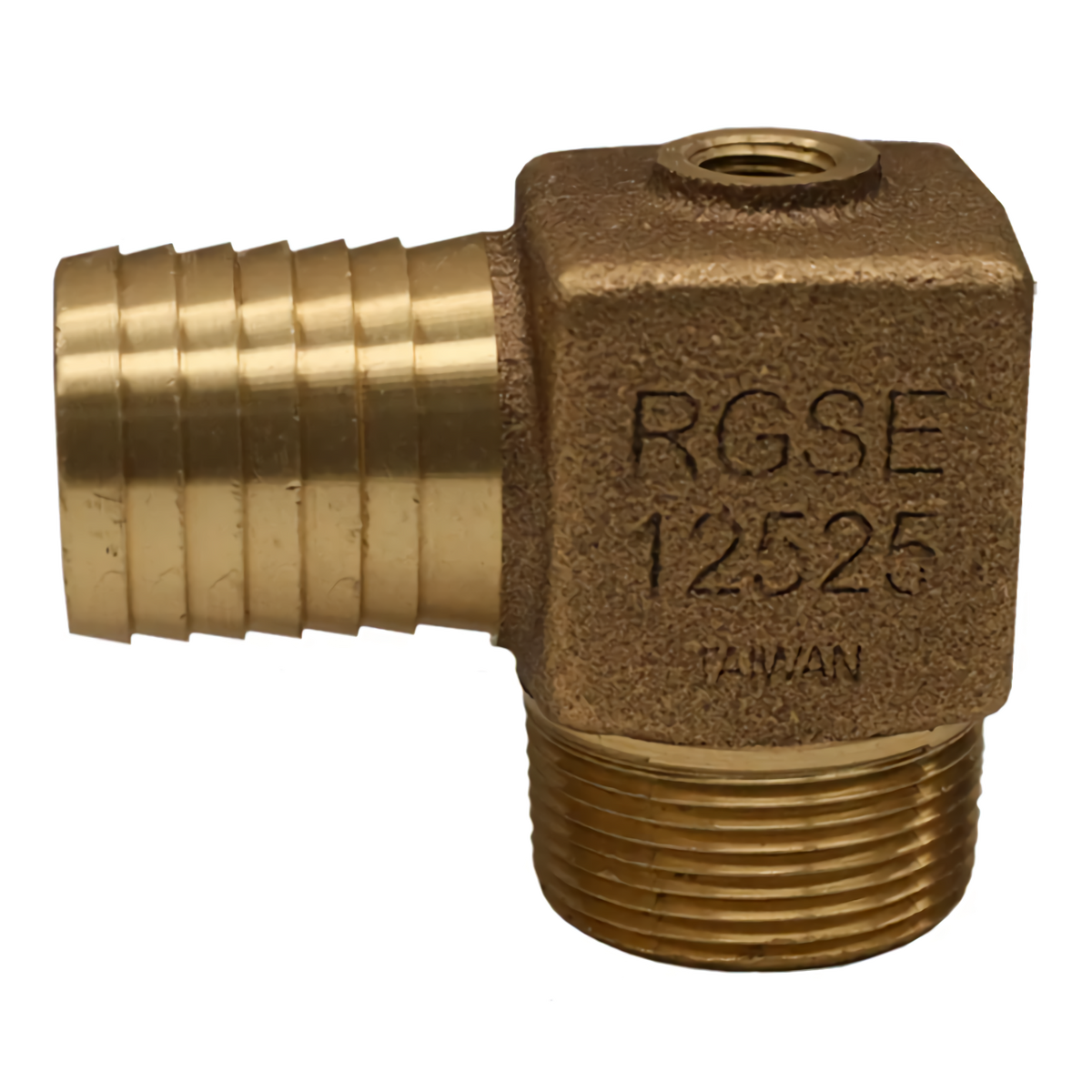 1-1/4" MPT x 1-1/4" Barb Brass Elbow w/ 1/4" Port