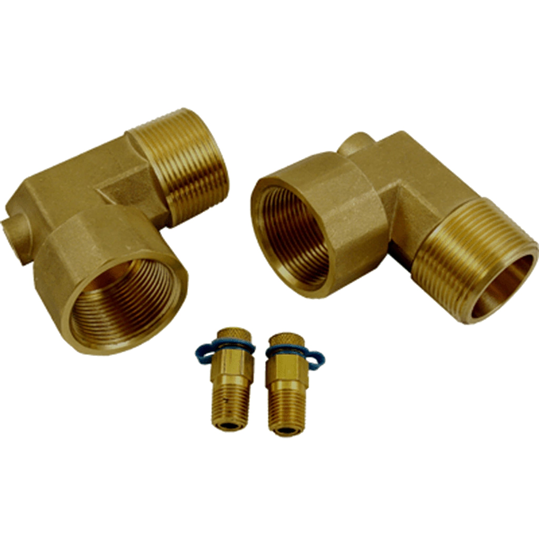 Heat Pump Brass Fittings - 1-1/4" MPT x 1-1/4" FPT Elbows w/ PT Ports Fitting Set - SKU GF3500 - Phoenix Energy Supply