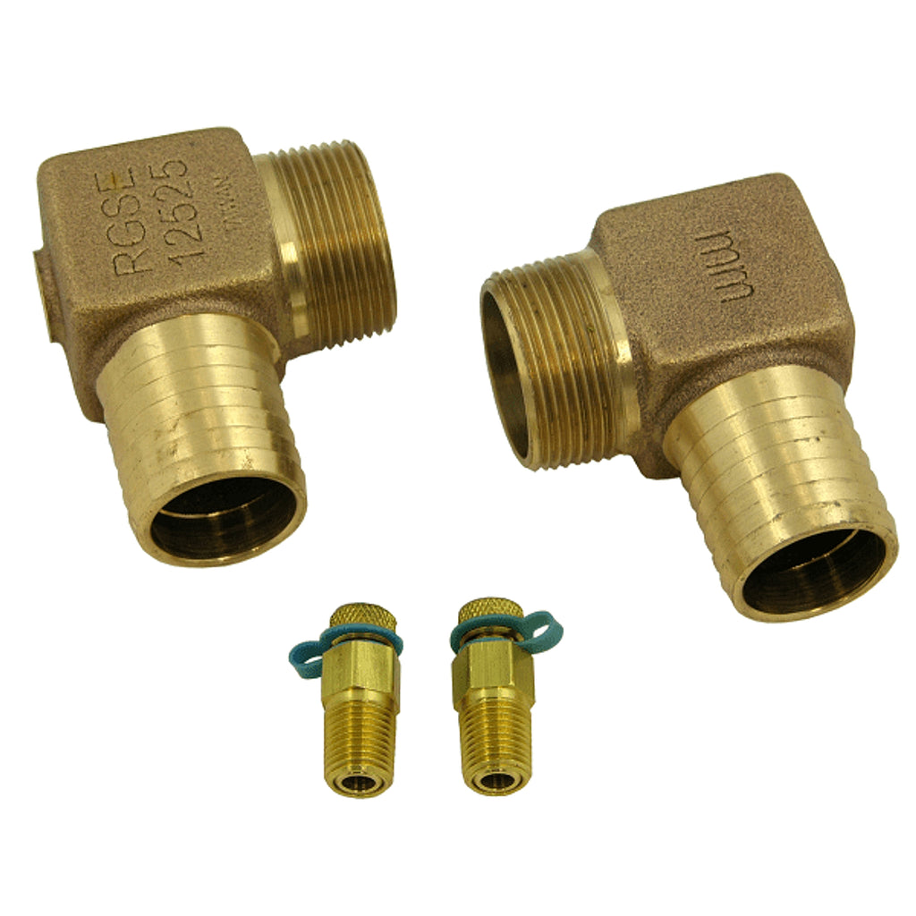 Heat Pump Brass Fittings - 1-1/4" MPT x 1-1/4" Hose Barb w/ PT Ports Fitting Set - SKU GF3660 - Phoenix Energy Supply